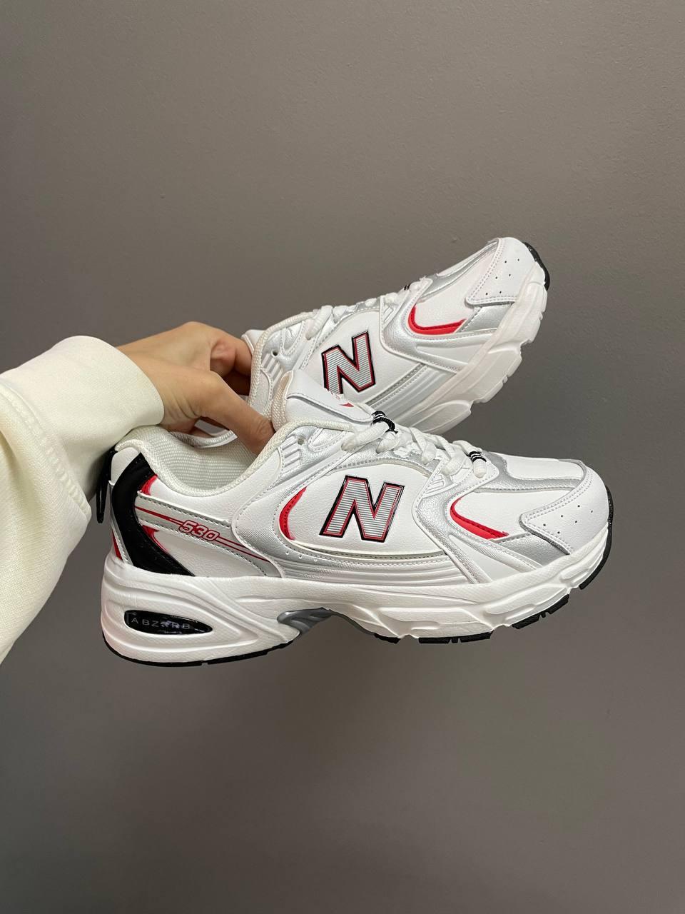 New Balance 530 White Silver Red (Шкіра)