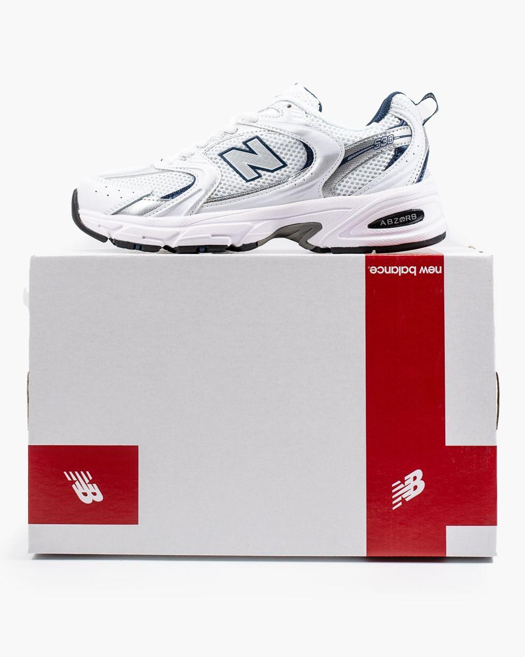 New Balance 530 White Silver Navy Blue