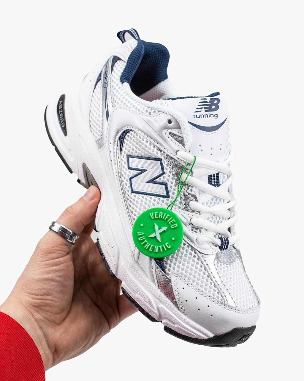 New Balance 530 White Silver Navy Blue