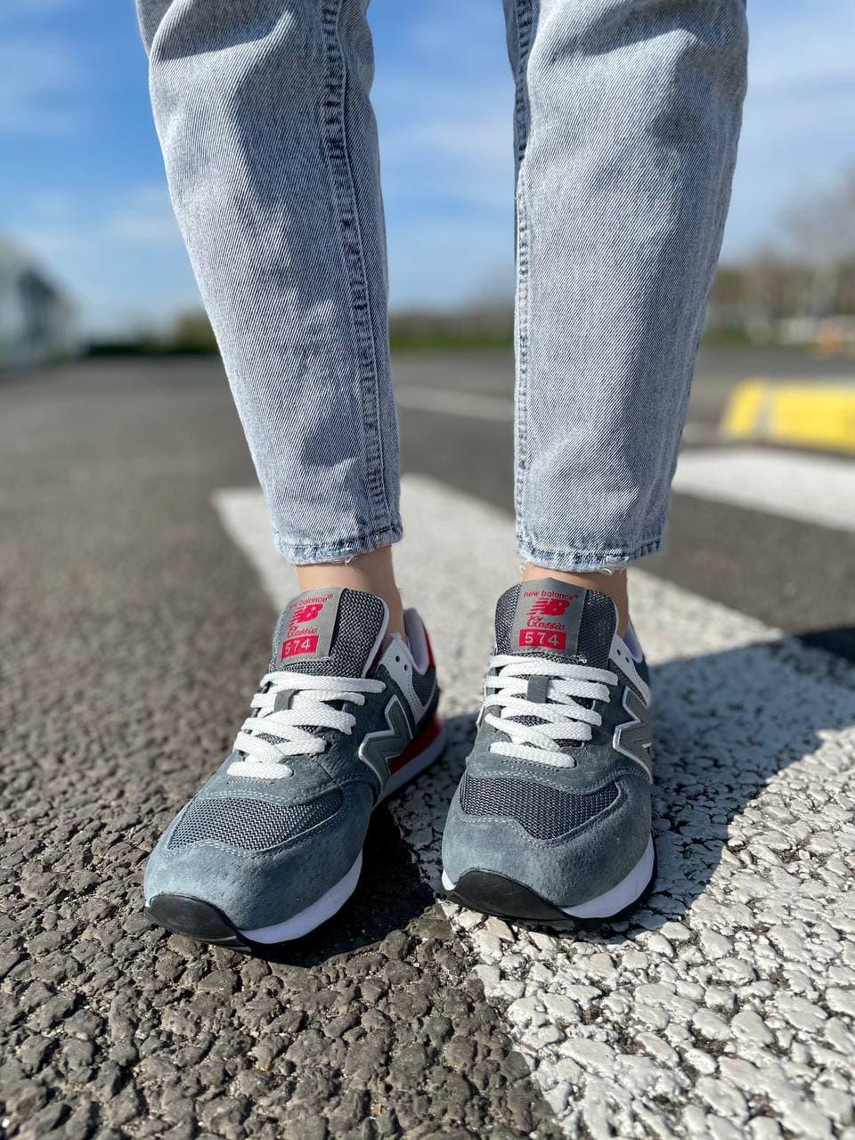 New Balance 574 Grey White Red 2