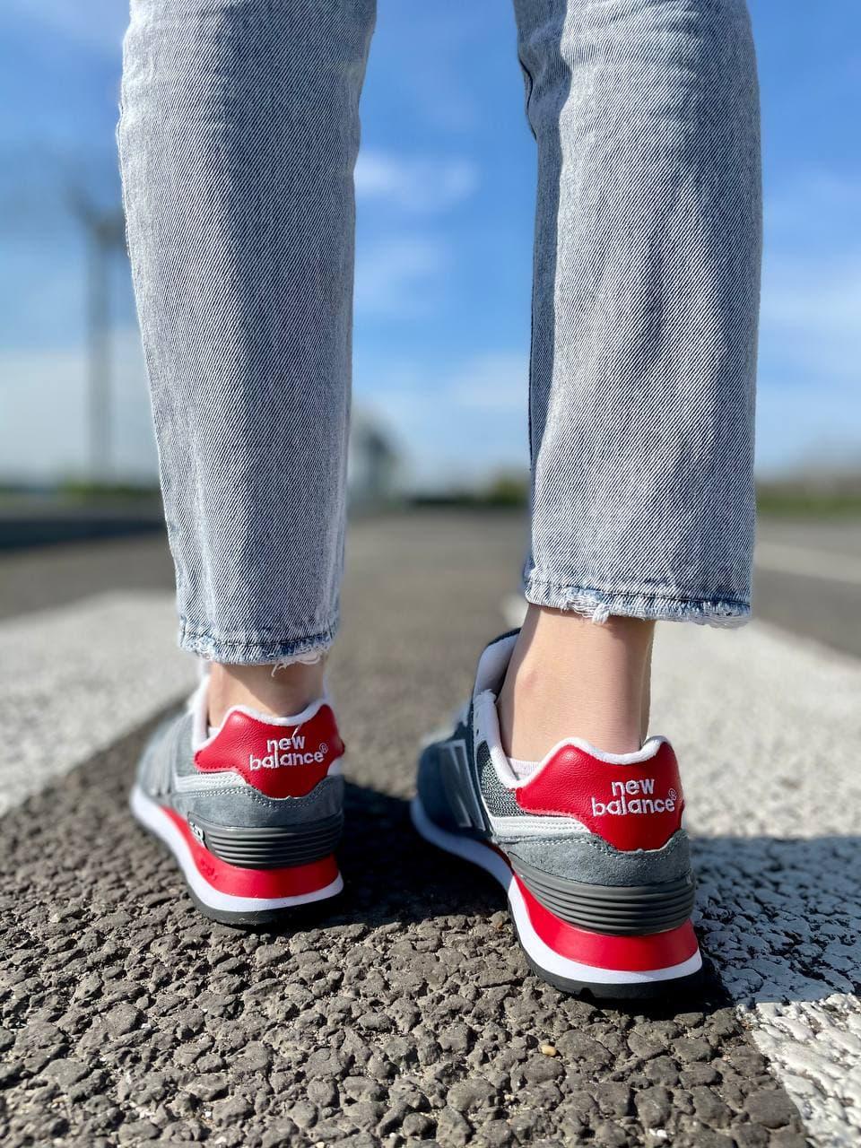 New Balance 574 Grey White Red 2