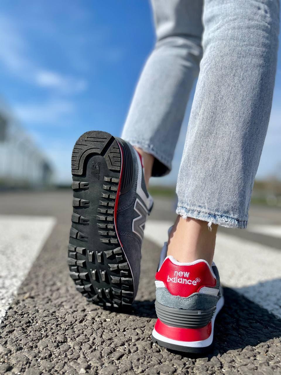 New Balance 574 Grey White Red 2