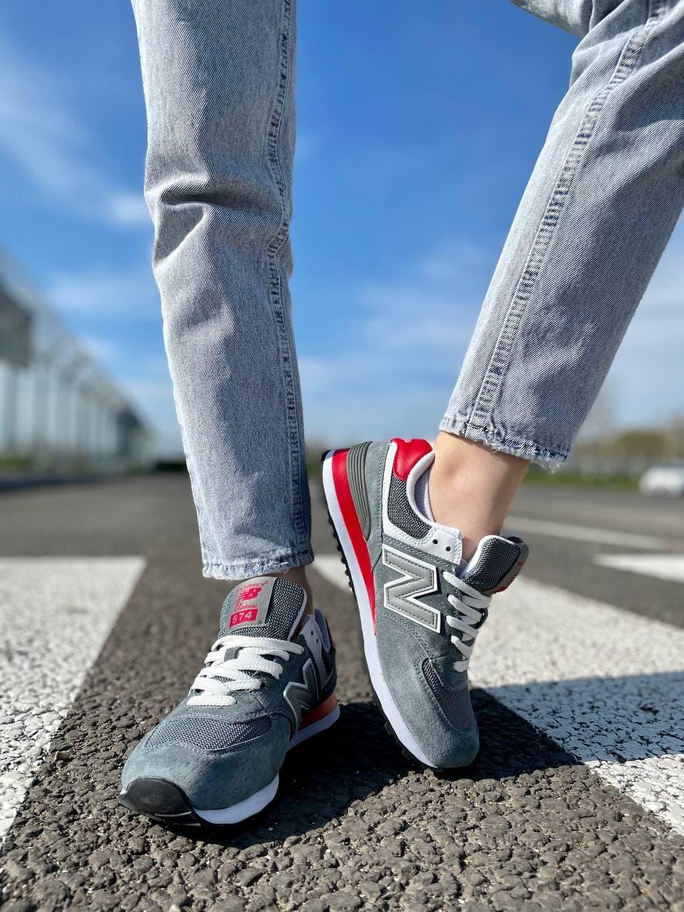New Balance 574 Grey White Red 2