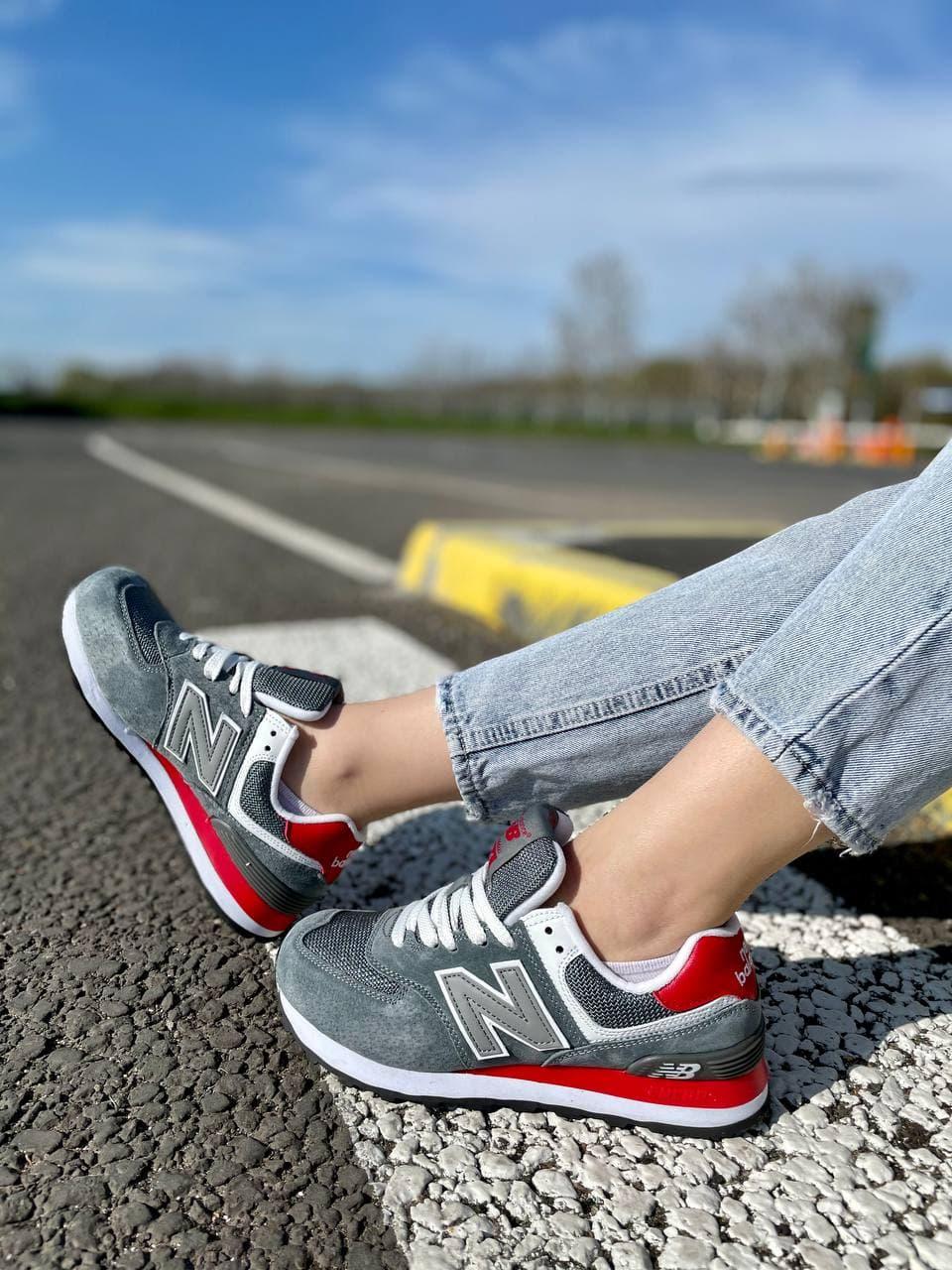 New Balance 574 Grey White Red 2