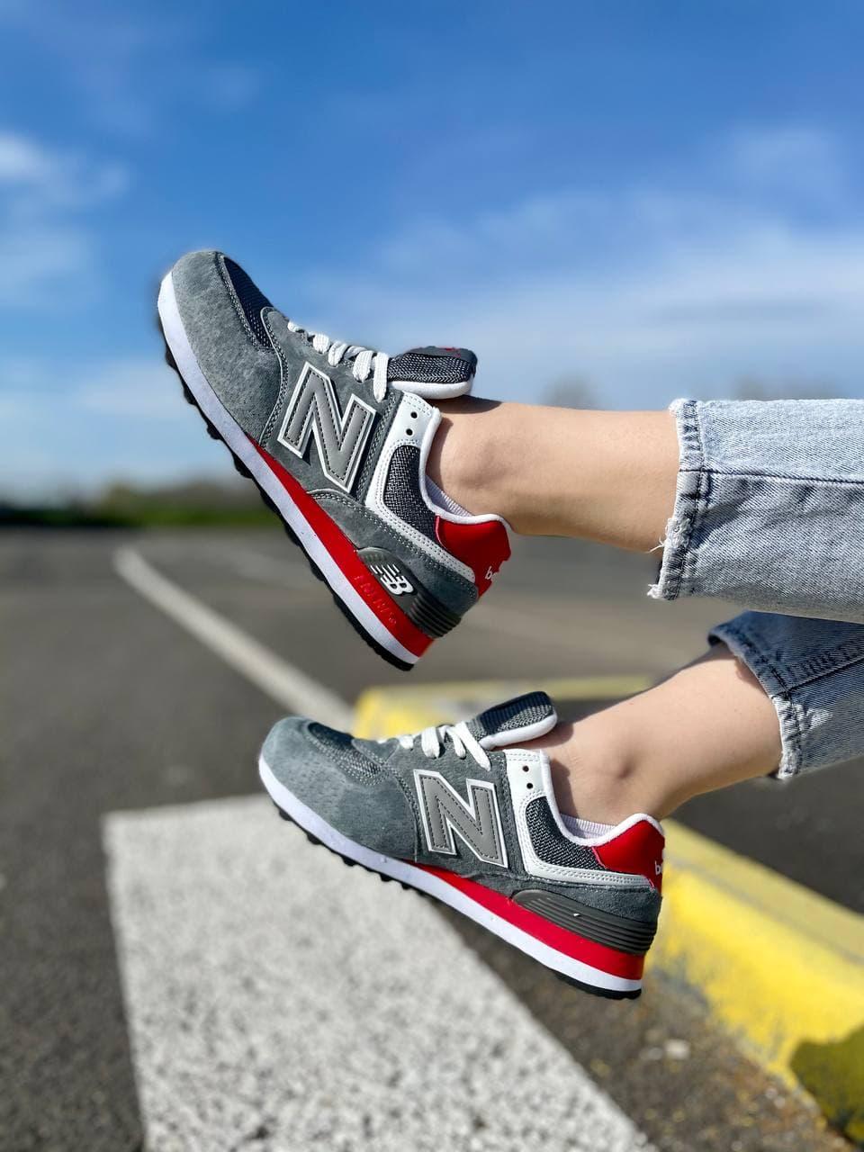 New Balance 574 Grey White Red 2