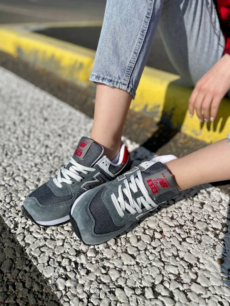 New Balance 574 Grey White Red 2