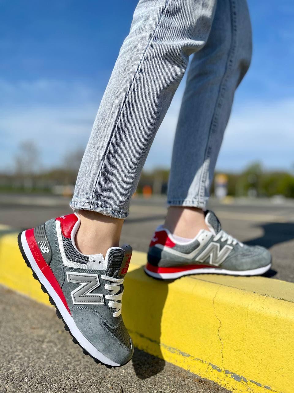 New Balance 574 Grey White Red 2