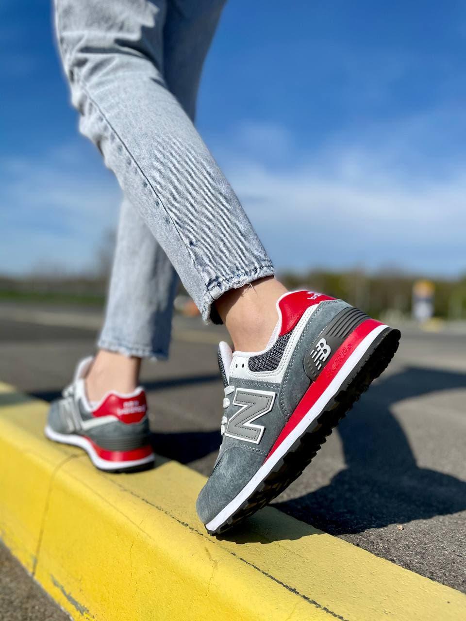 New Balance 574 Grey White Red 2