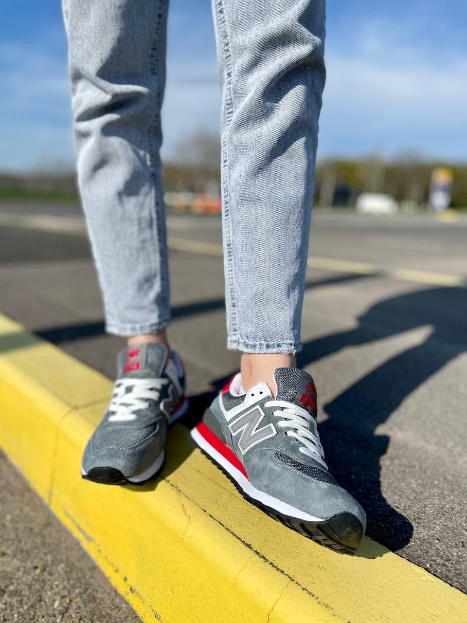New Balance 574 Grey White Red 2