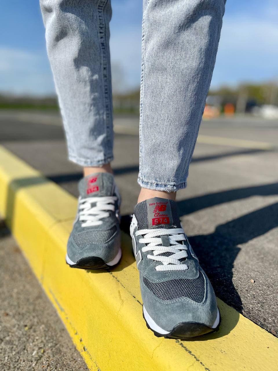 New Balance 574 Grey White Red 2