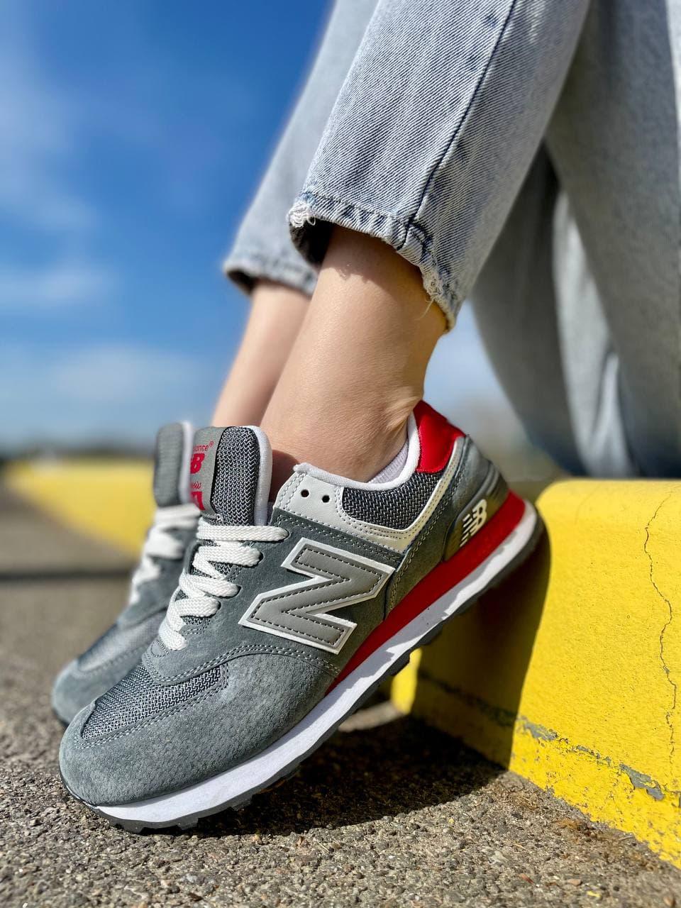 New Balance 574 Grey White Red 2