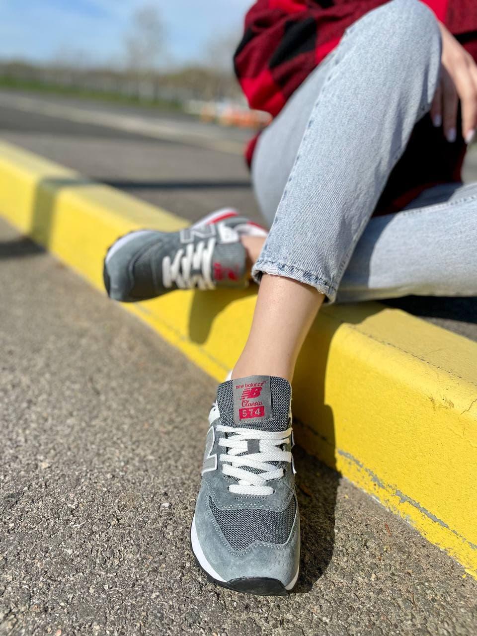 New Balance 574 Grey White Red 2
