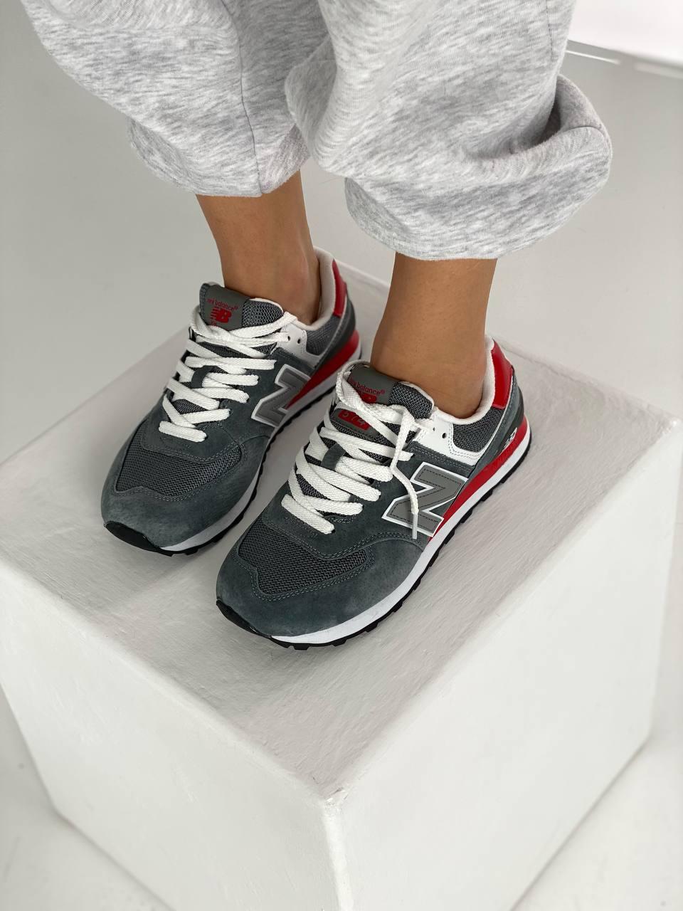 New Balance 574 Grey White Red 2