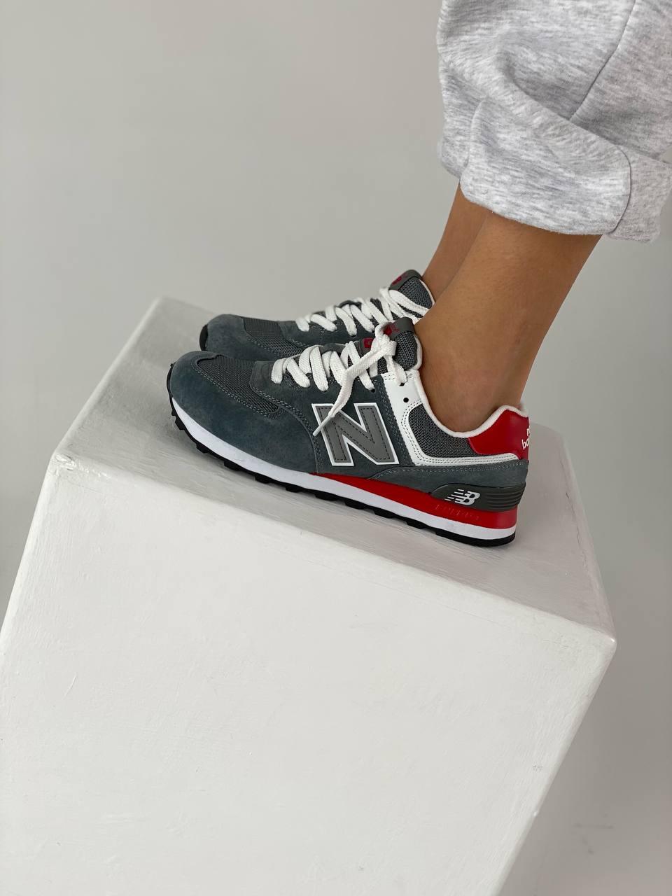 New Balance 574 Grey White Red 2