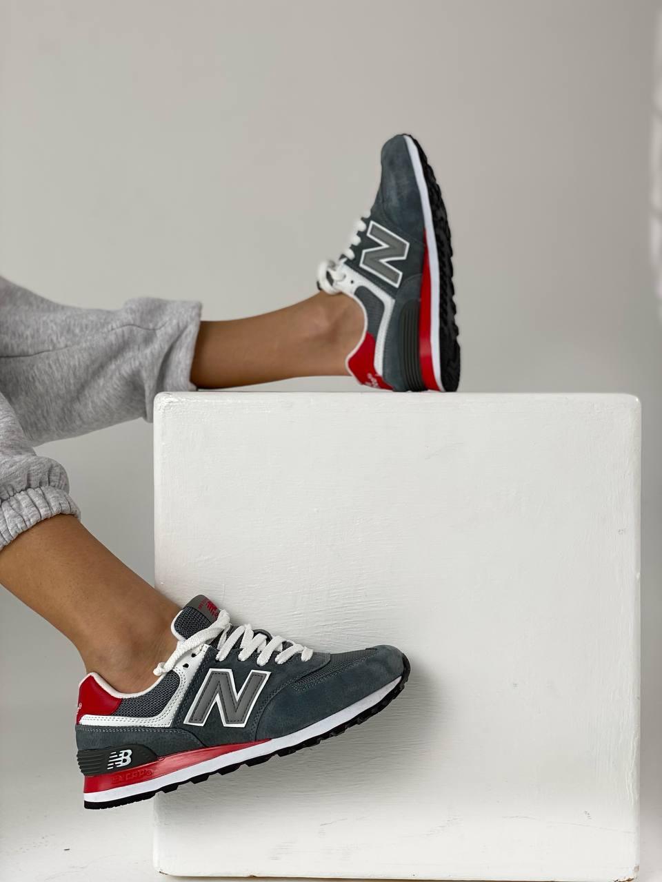New Balance 574 Grey White Red 2
