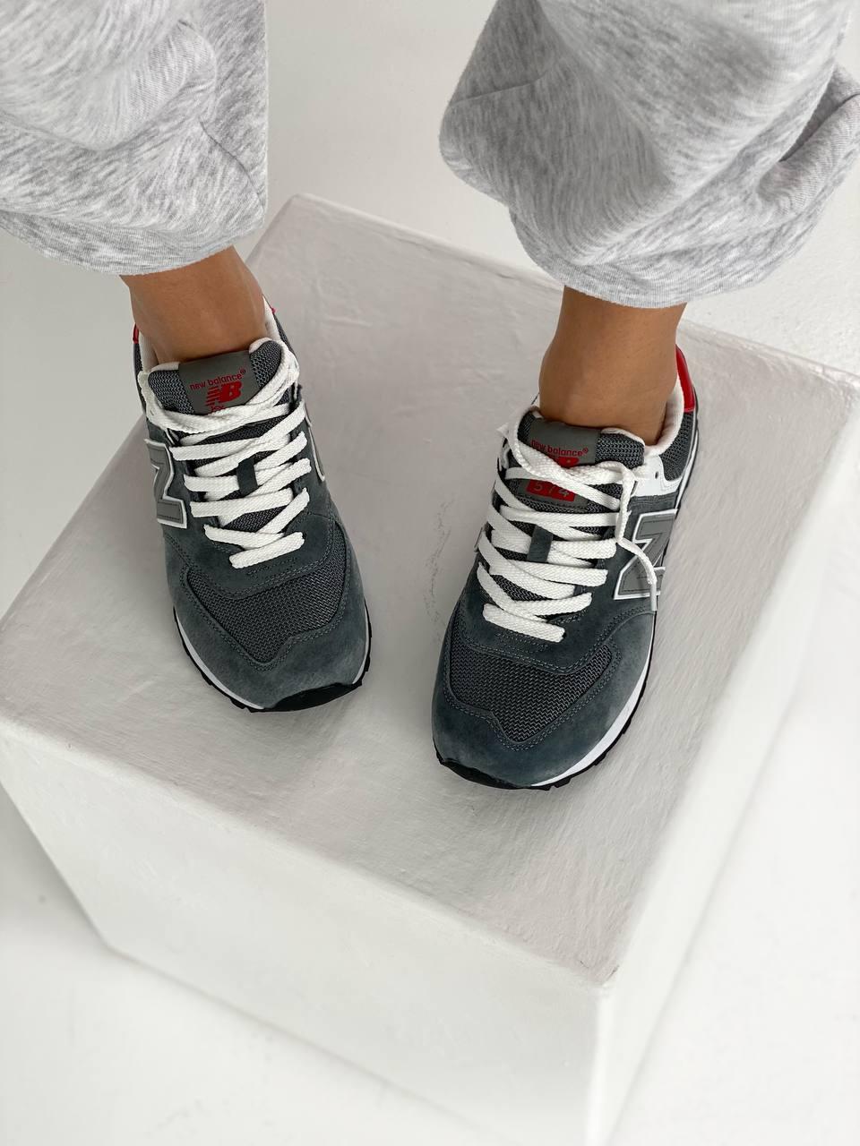 New Balance 574 Grey White Red 2