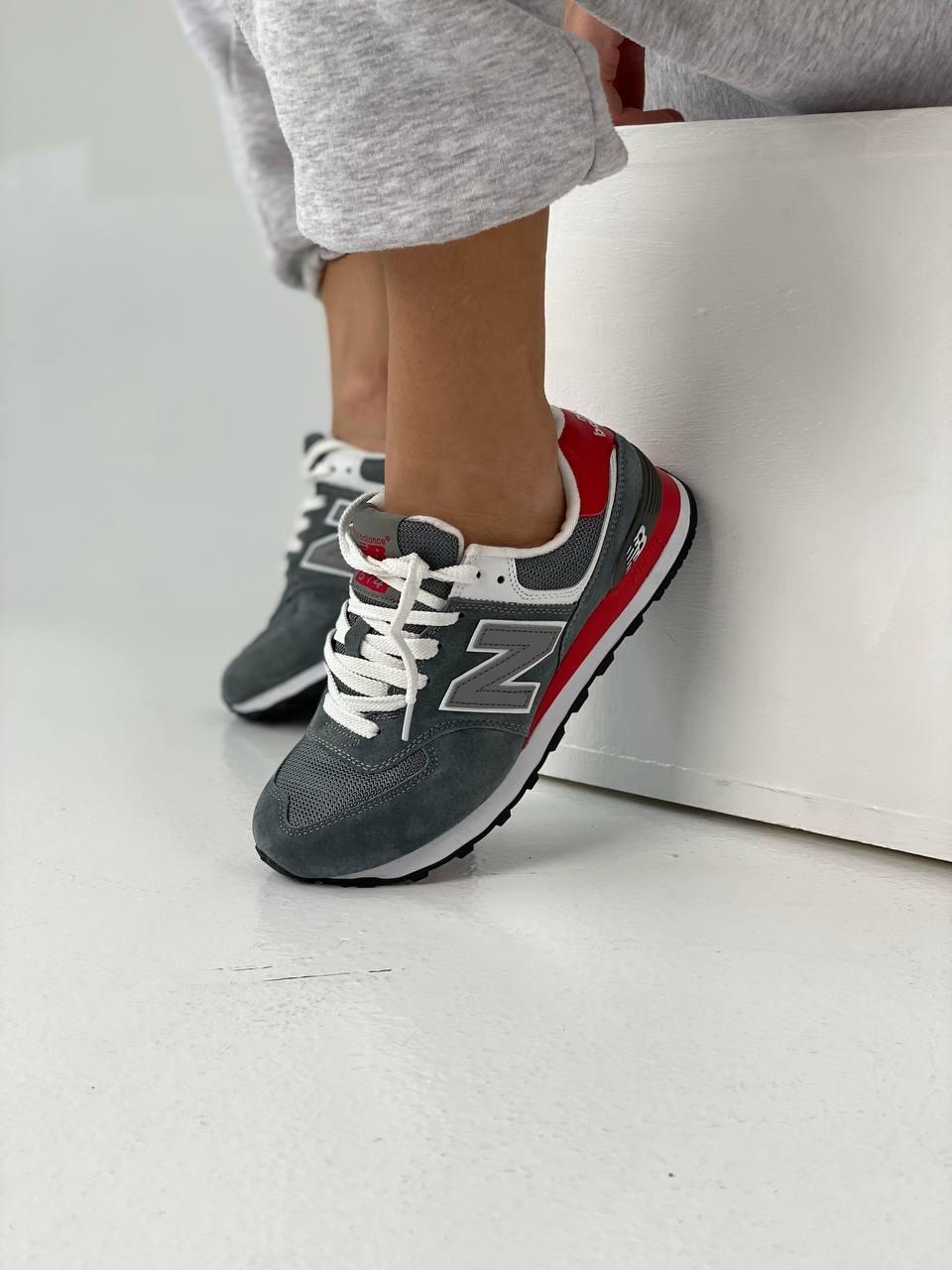 New Balance 574 Grey White Red 2