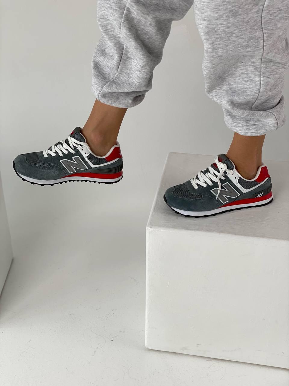 New Balance 574 Grey White Red 2