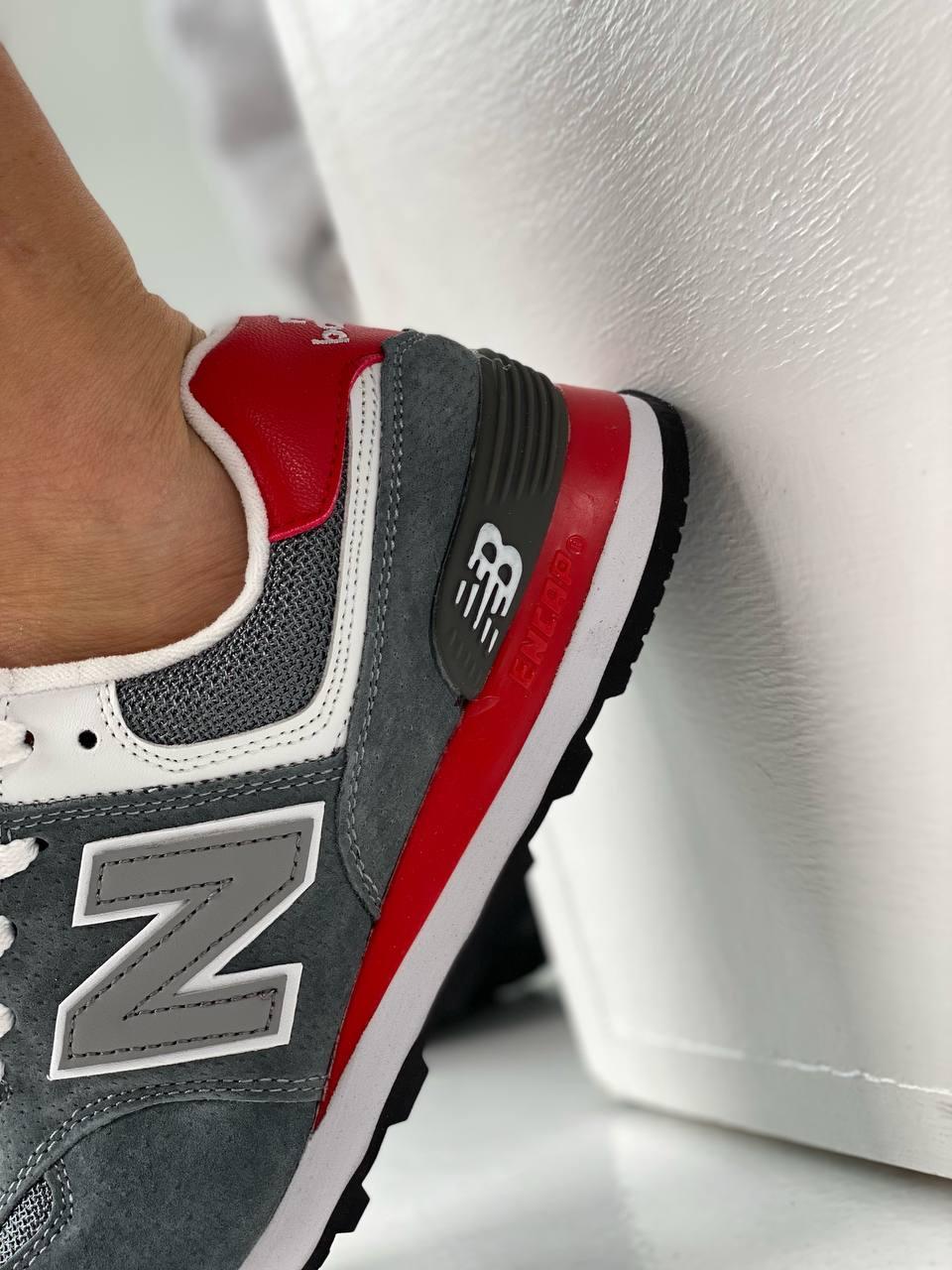 New Balance 574 Grey White Red 2