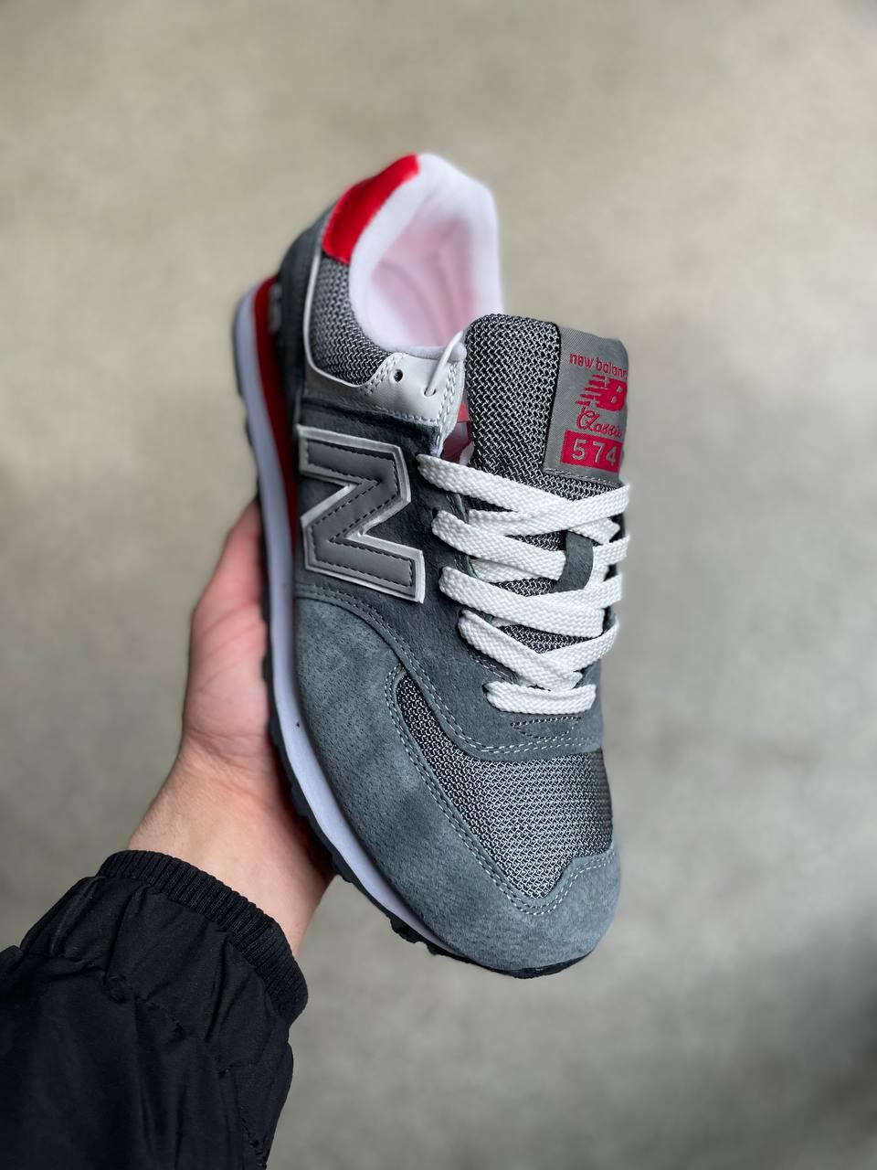 New Balance 574 Grey White Red 2