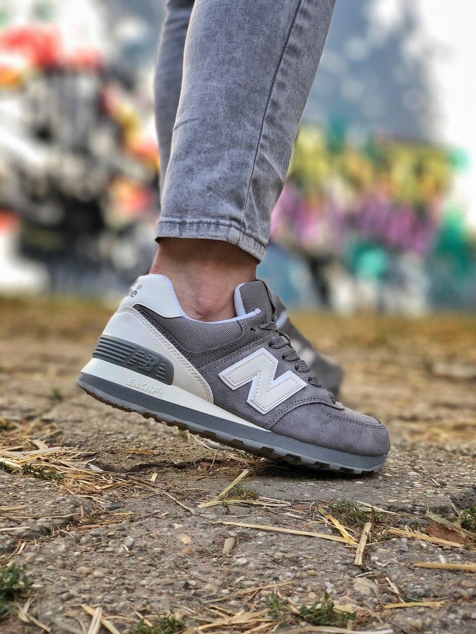 New Balance 574 Grey White Suede