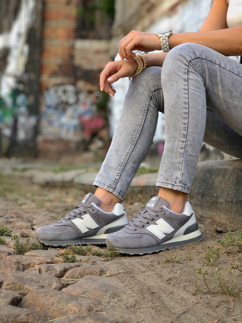 New Balance 574 Grey White Suede