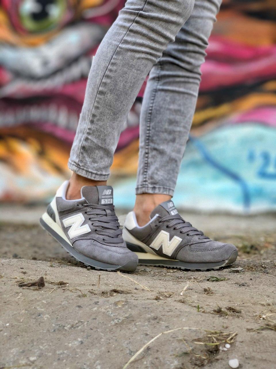 New Balance 574 Grey White Suede