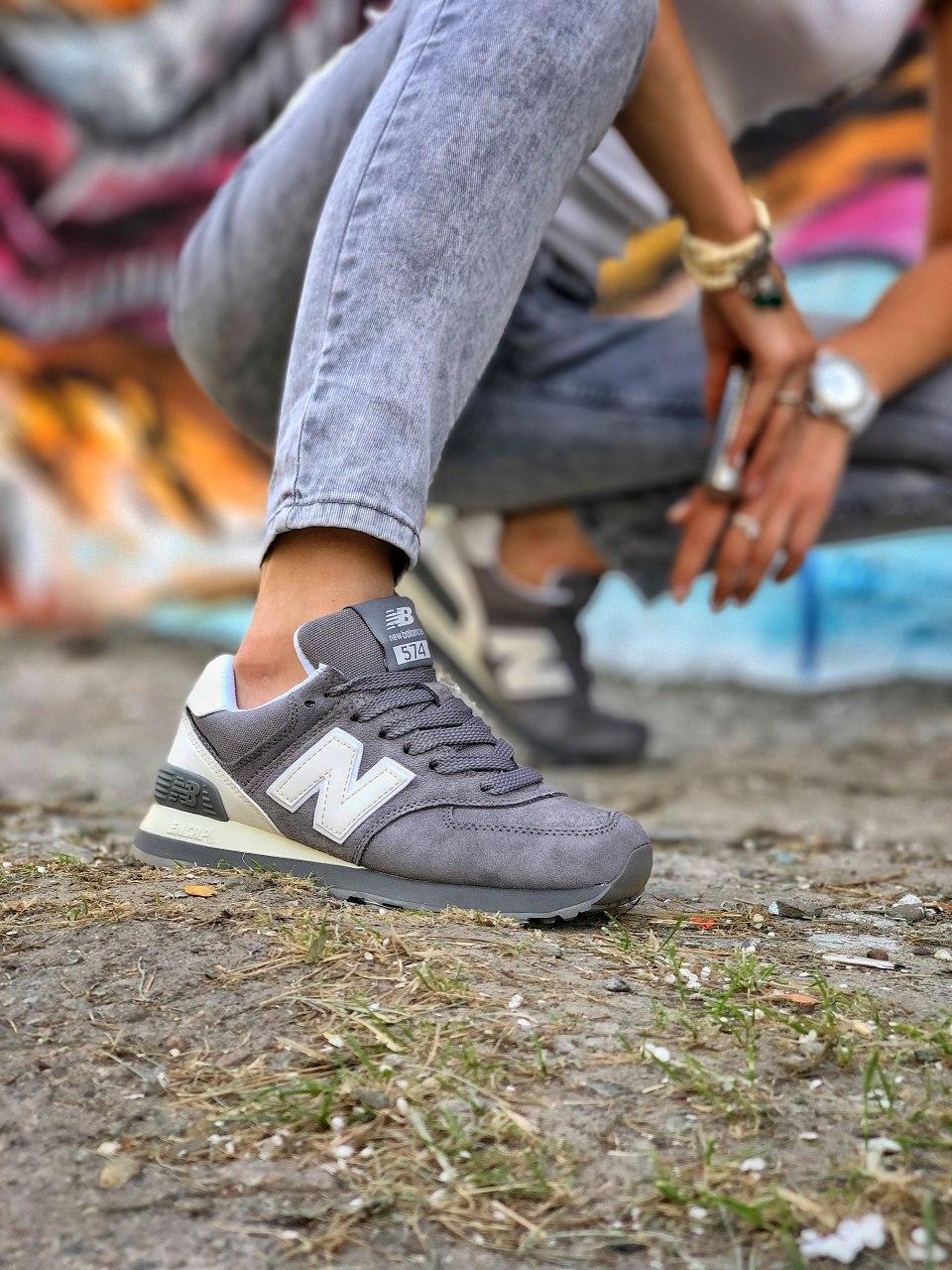 New Balance 574 Grey White Suede