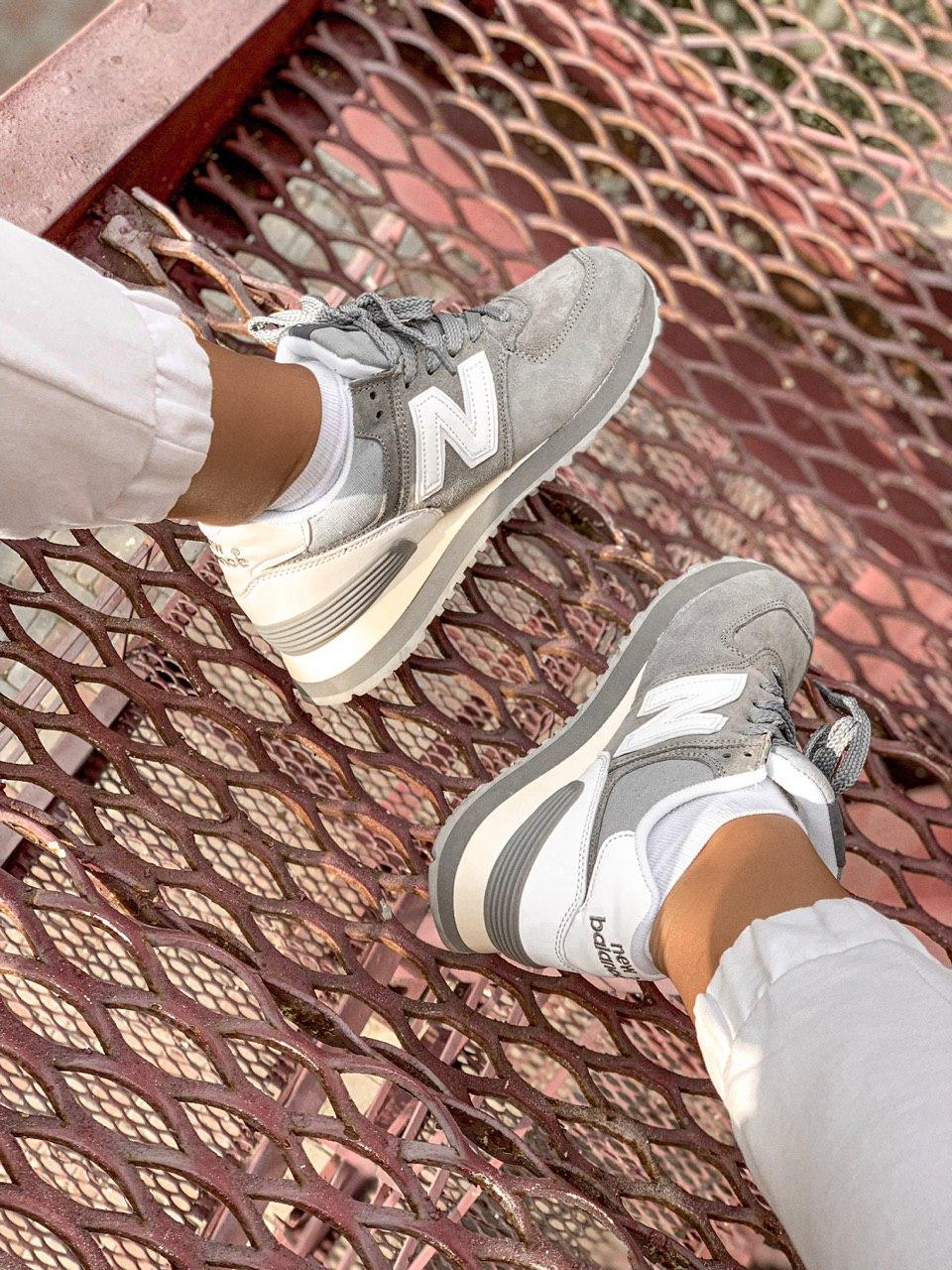 New Balance 574 Grey White Suede