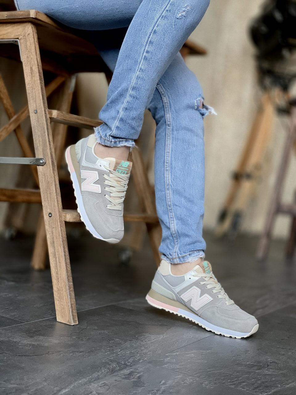 New Balance 574 Grey Beige Pink