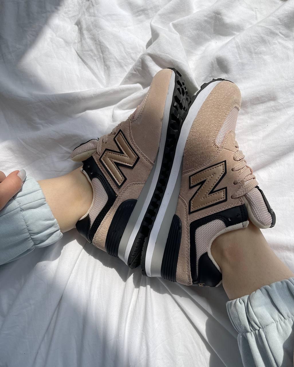 New Balance 574 Beige Black White