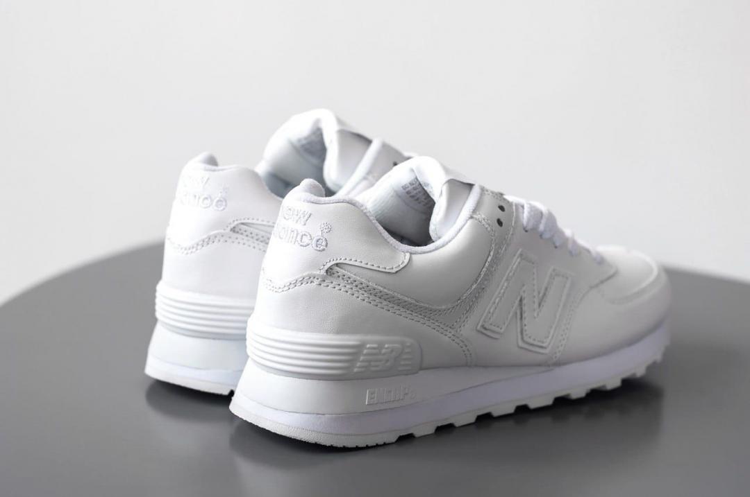 New Balance 574 Full White (Носок - шкіра)