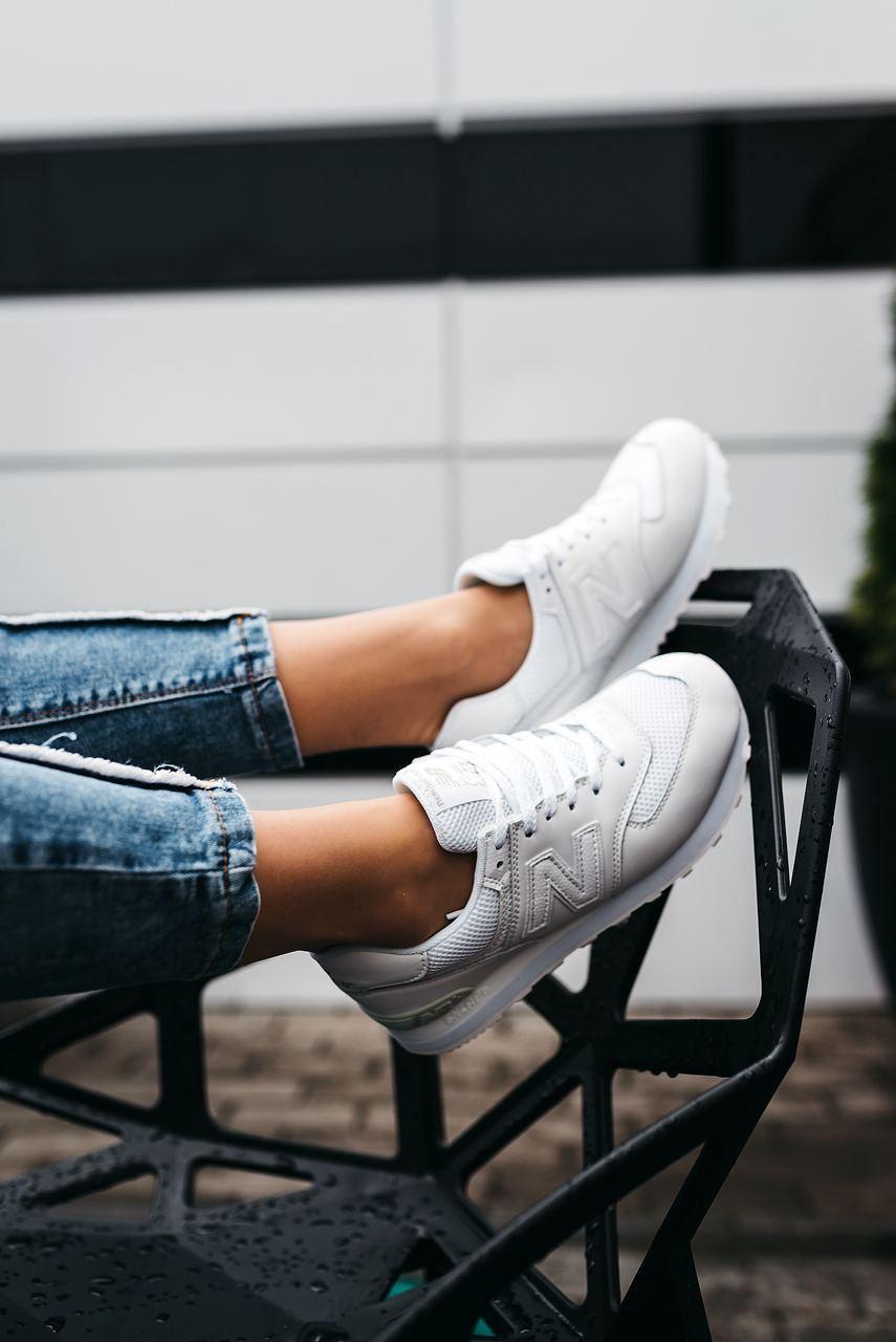 New Balance 574 Full White (Сетка)
