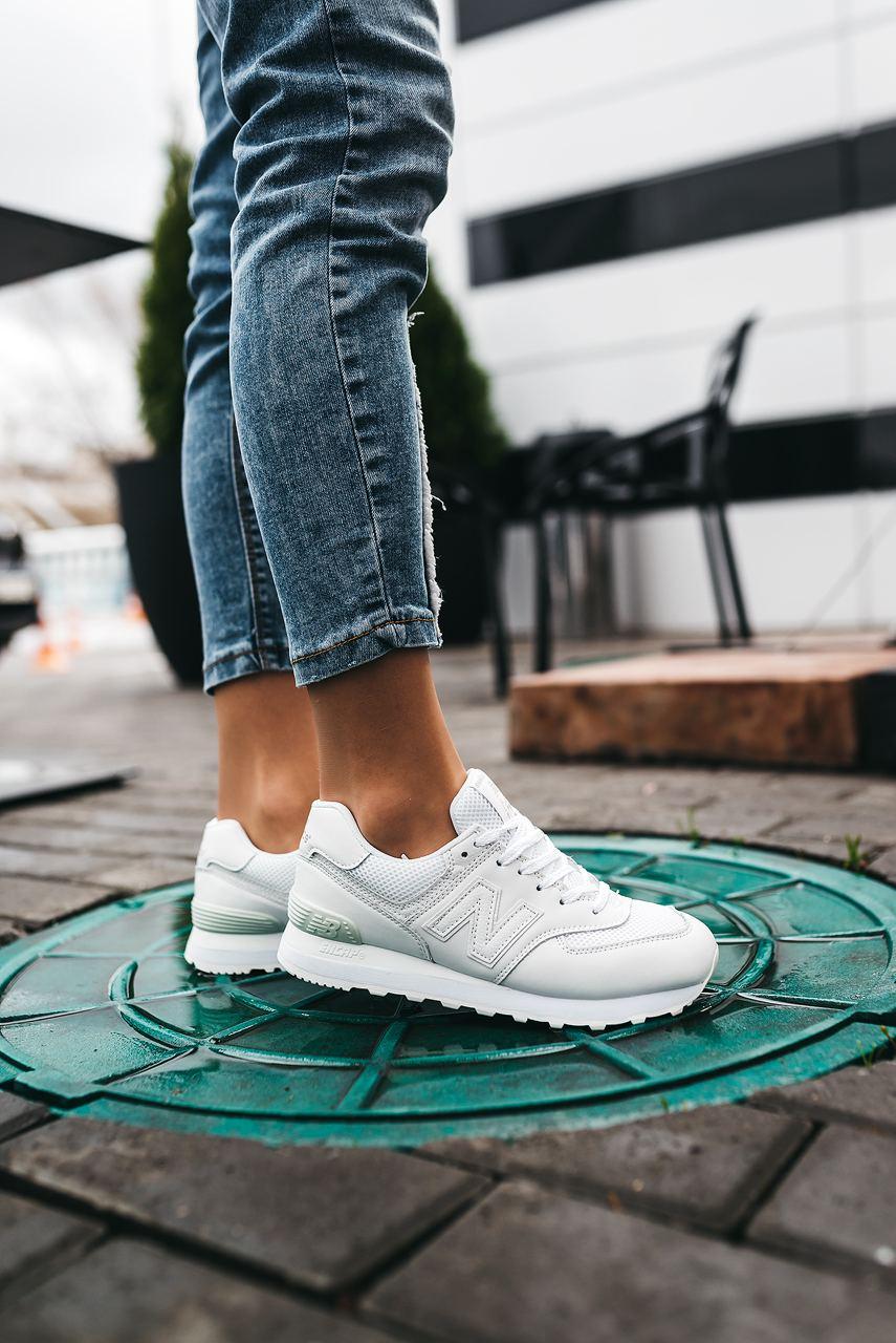 New Balance 574 Full White (Сетка)