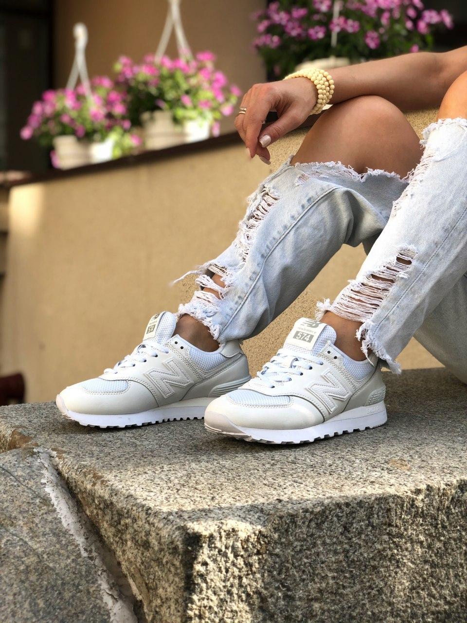 New Balance 574 Full White (Сетка)