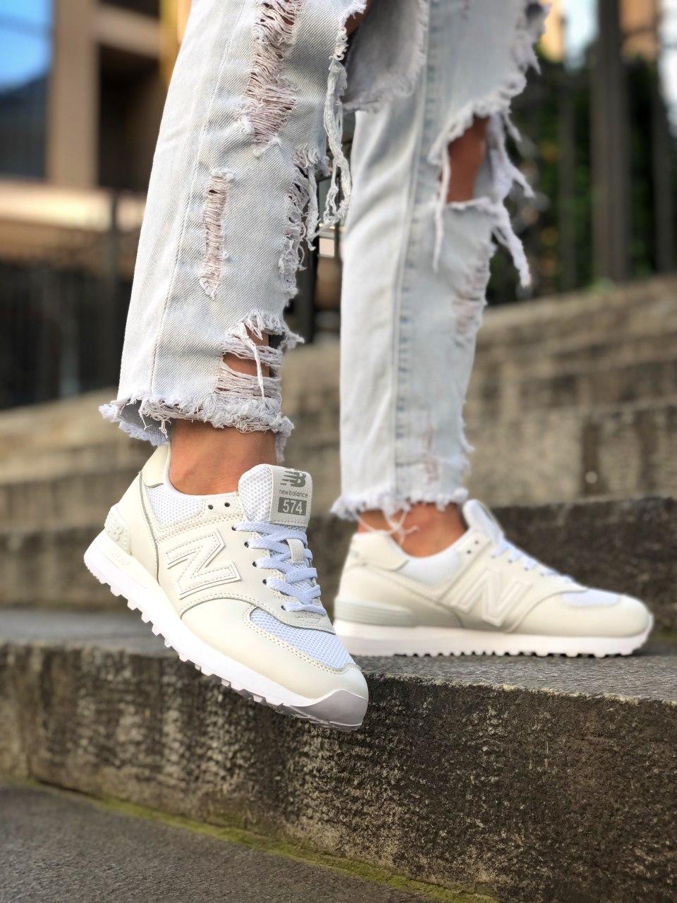 New Balance 574 Full White (Сетка)