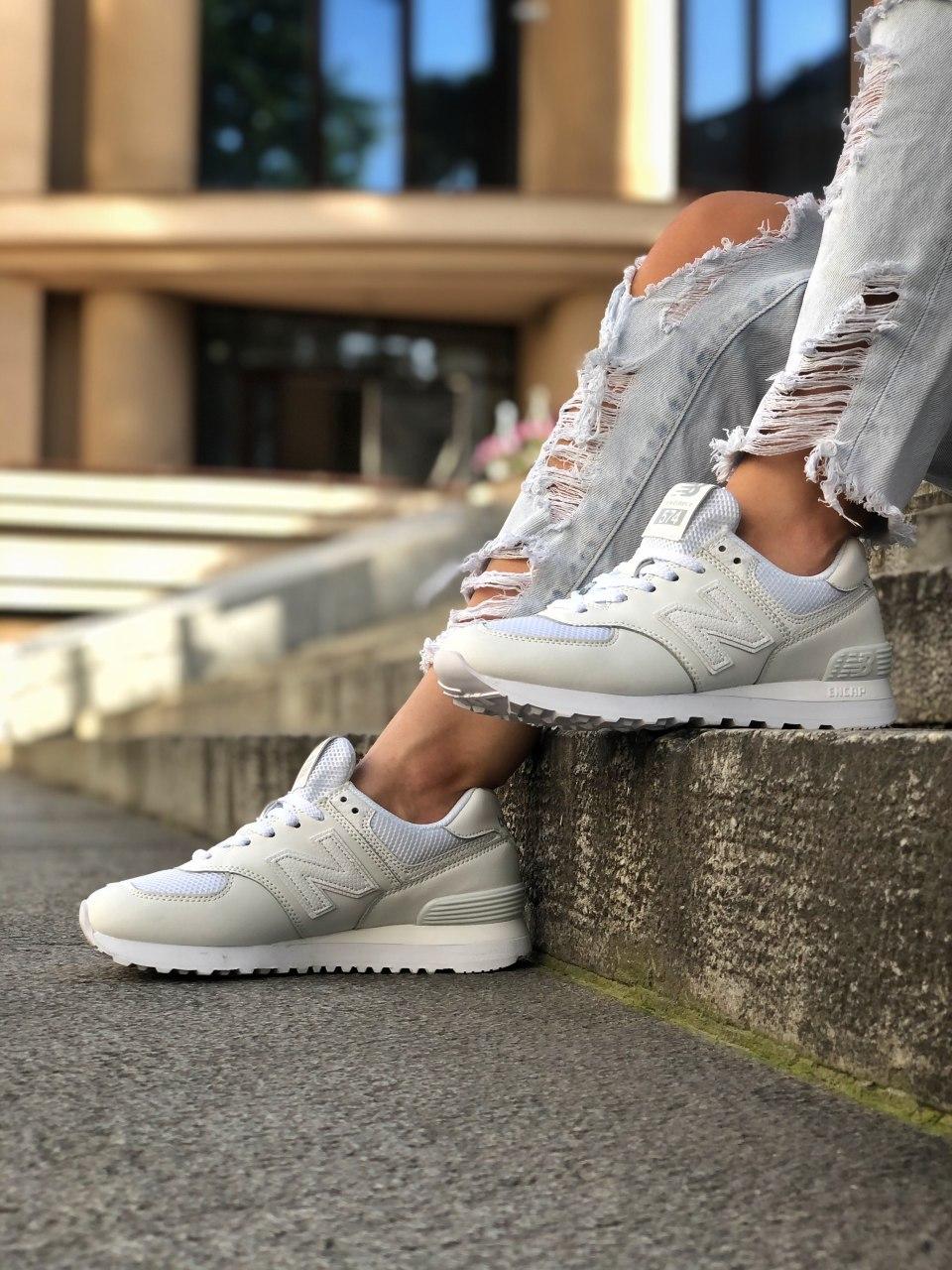 New Balance 574 Full White (Сетка)