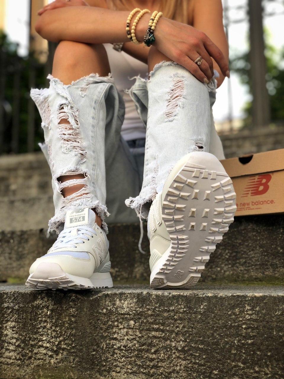New Balance 574 Full White (Сетка)