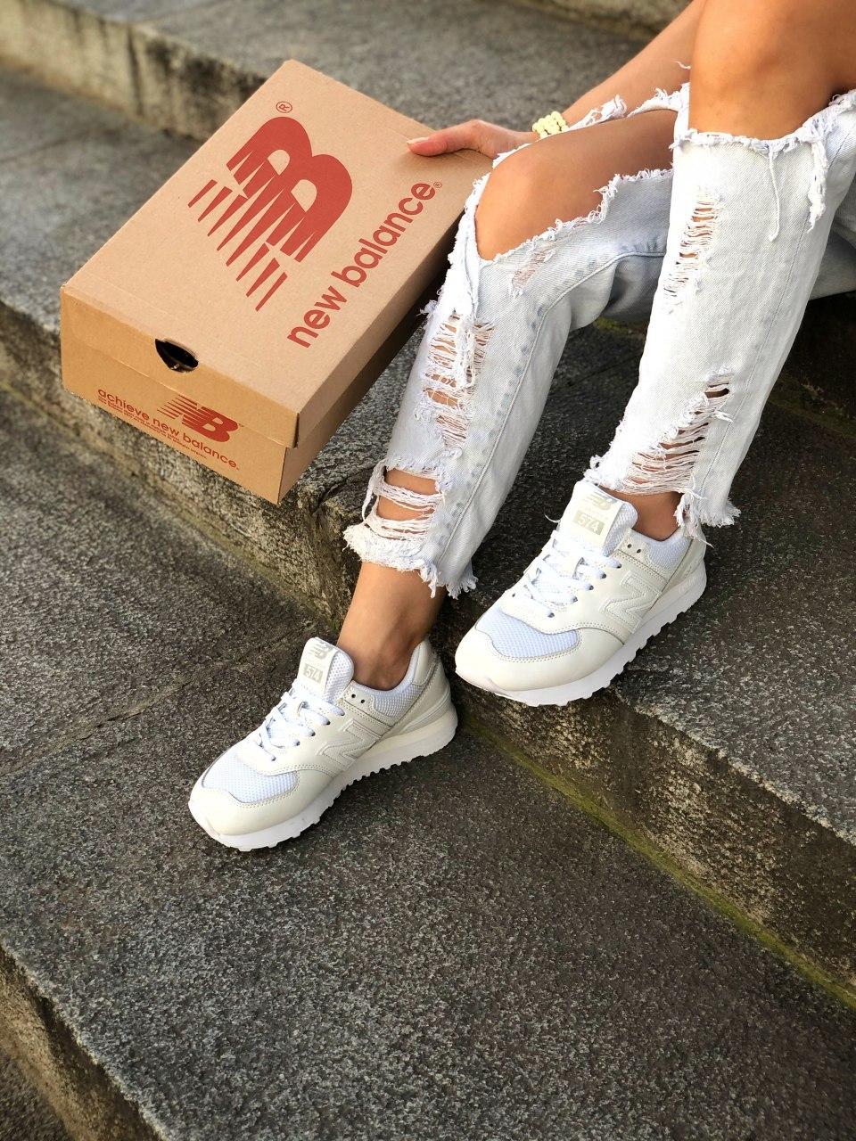 New Balance 574 Full White (Сетка)