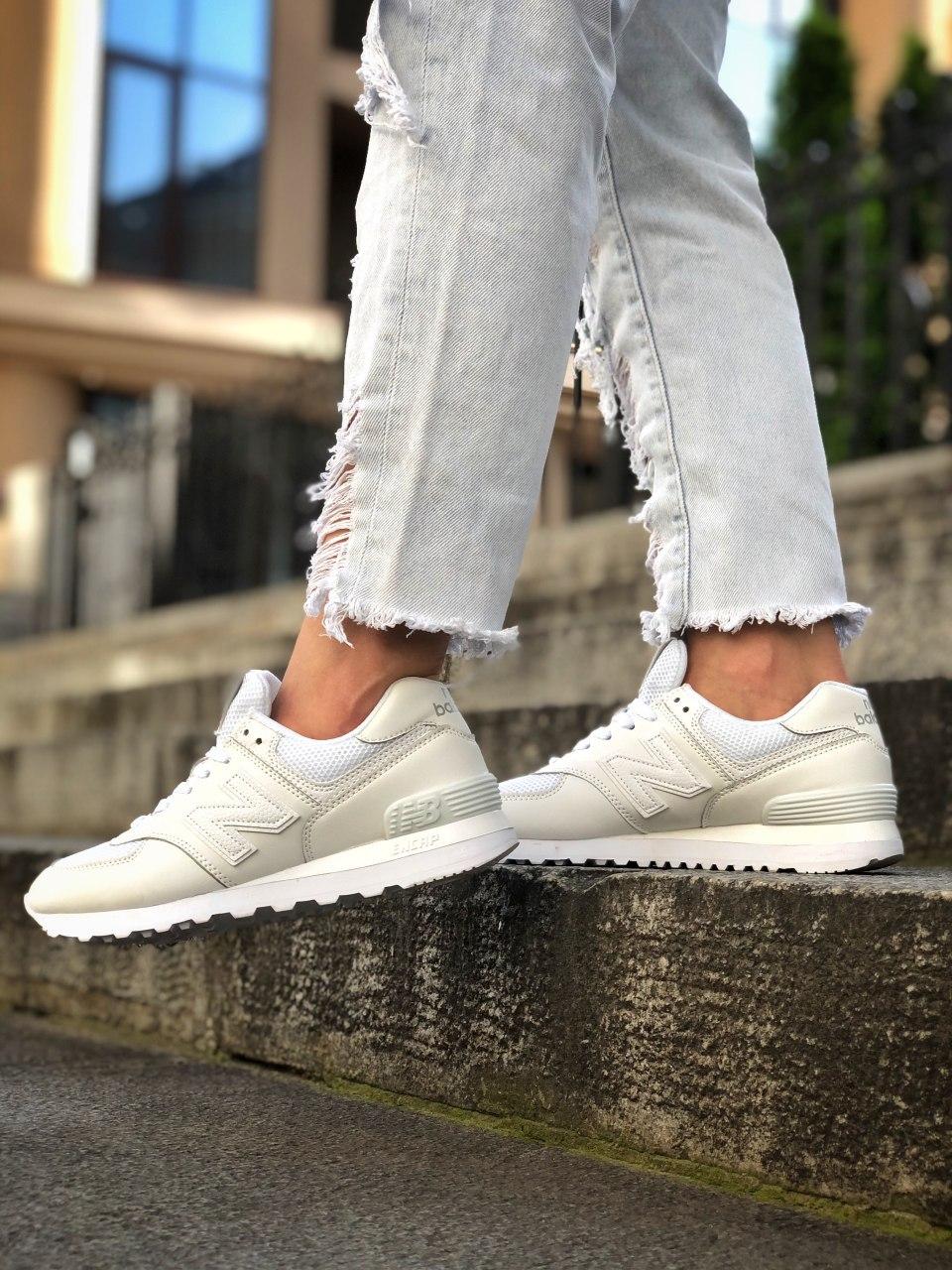 New Balance 574 Full White (Сетка)