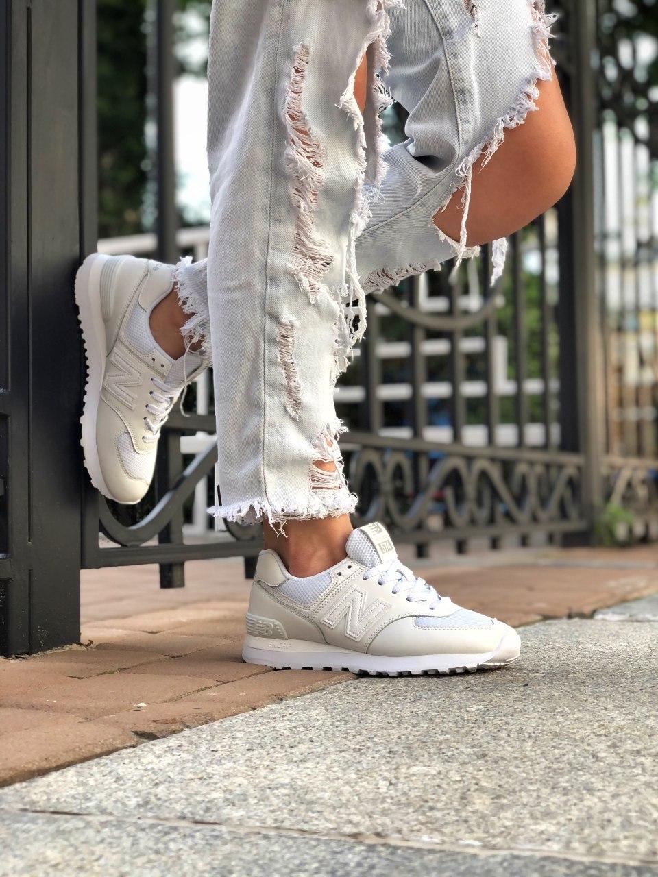 New Balance 574 Full White (Сетка)