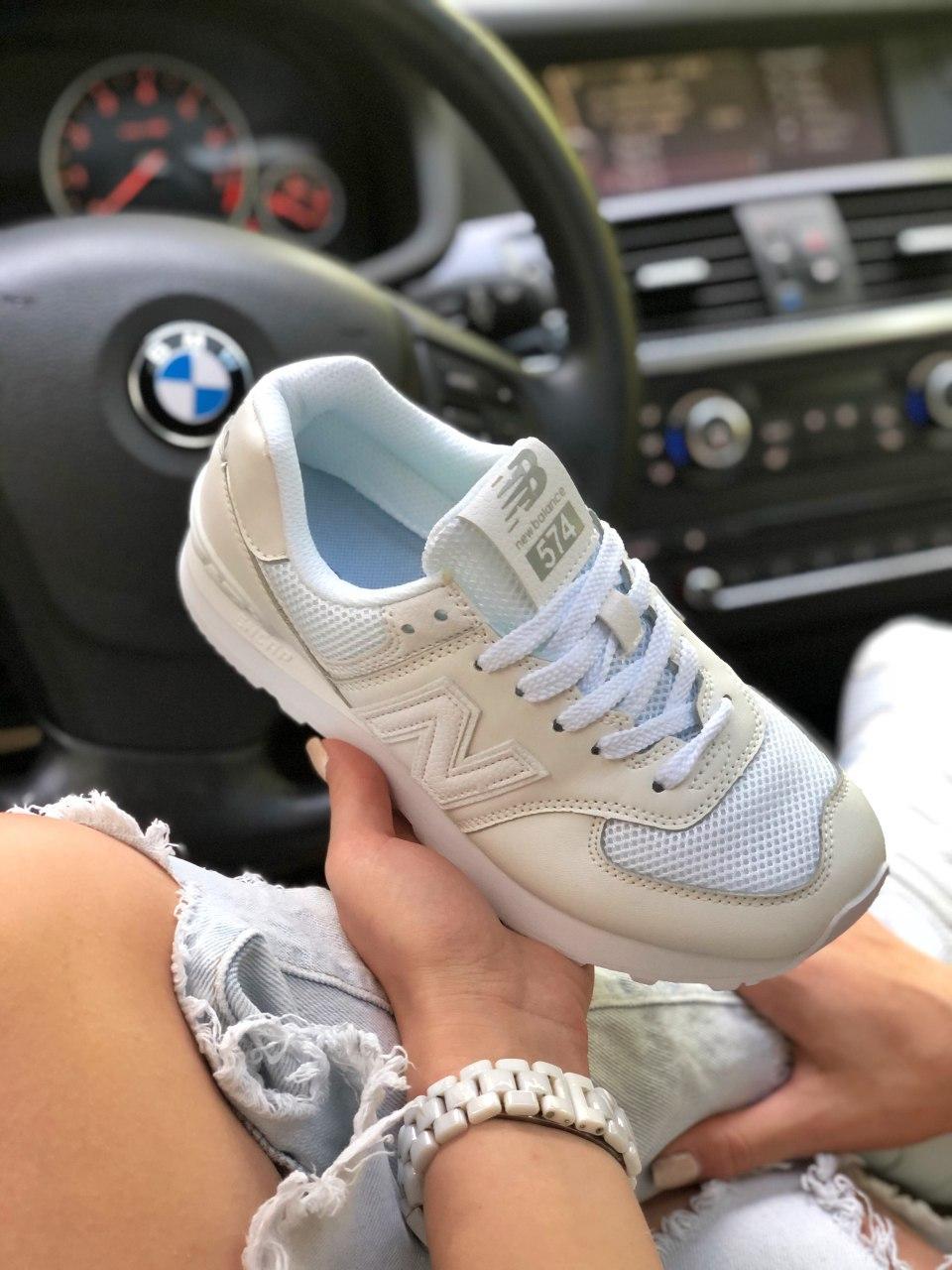 New Balance 574 Full White (Сетка)