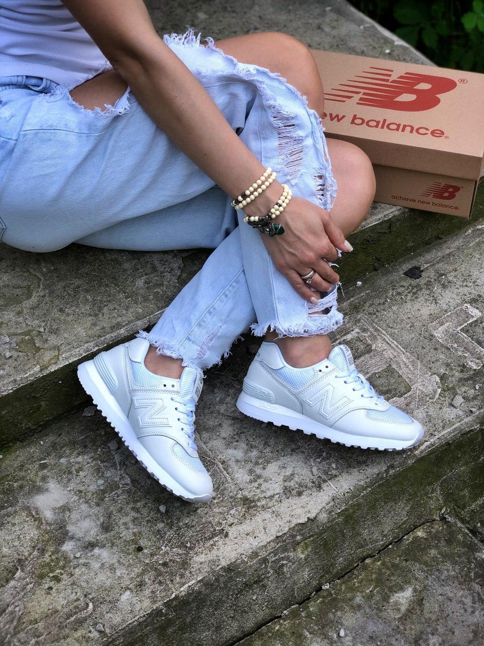 New Balance 574 Full White (Сетка)