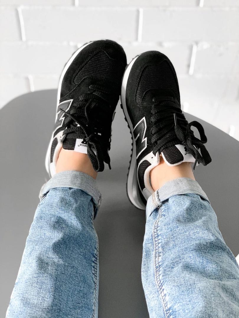 New Balance 574 Black Grey White 2 (Носок - Сетка)
