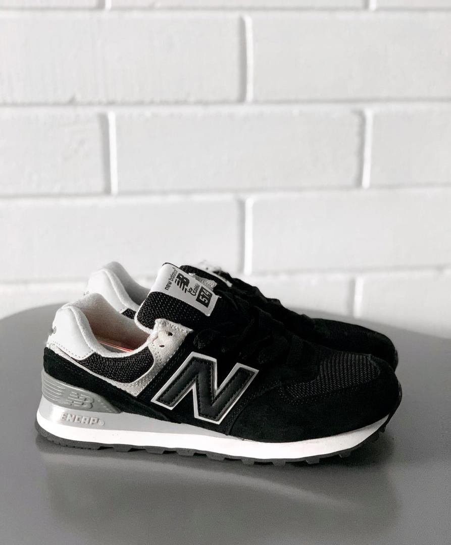 New Balance 574 Black Grey White 2 (Носок - Сетка)