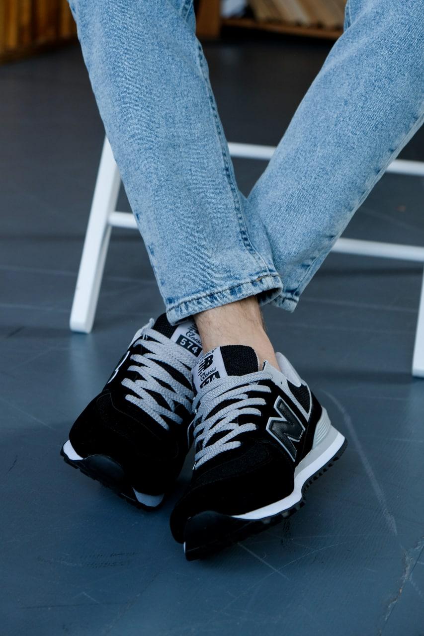 New Balance 574 Black Grey White 2 (Носок - Сетка)