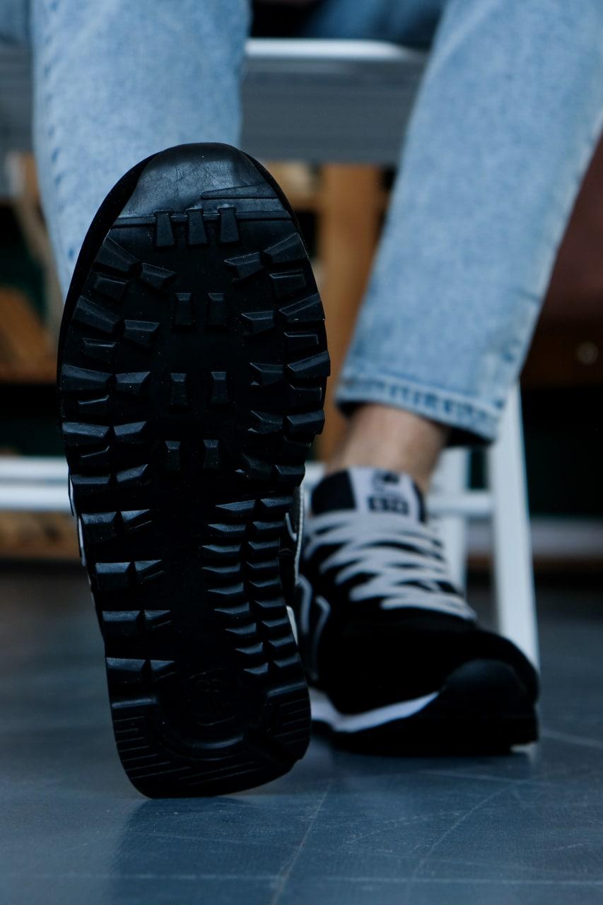 New Balance 574 Black Grey White 2 (Носок - Сетка)