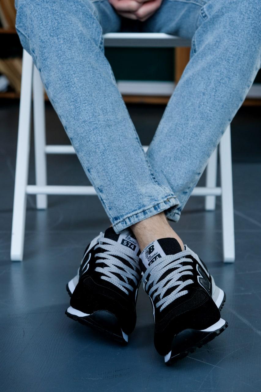 New Balance 574 Black Grey White 2 (Носок - Сетка)