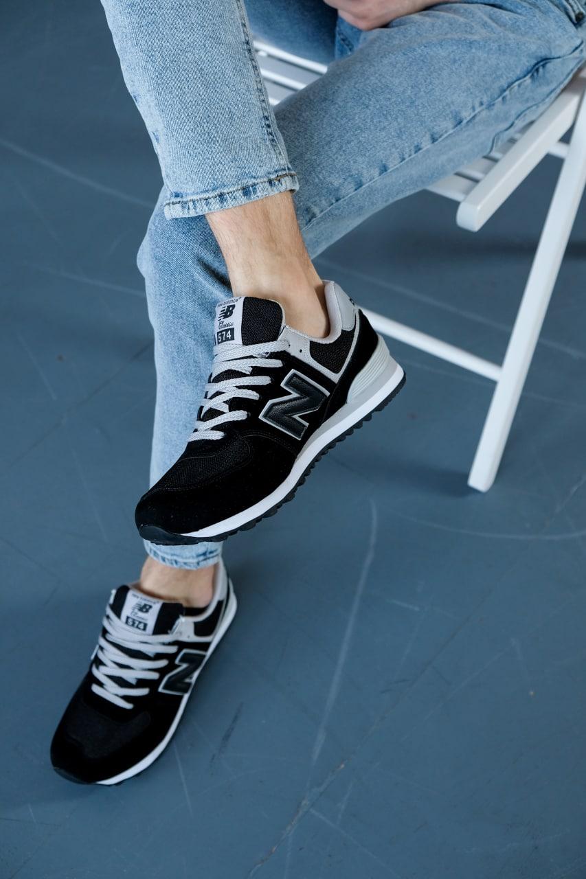 New Balance 574 Black Grey White 2 (Носок - Сетка)