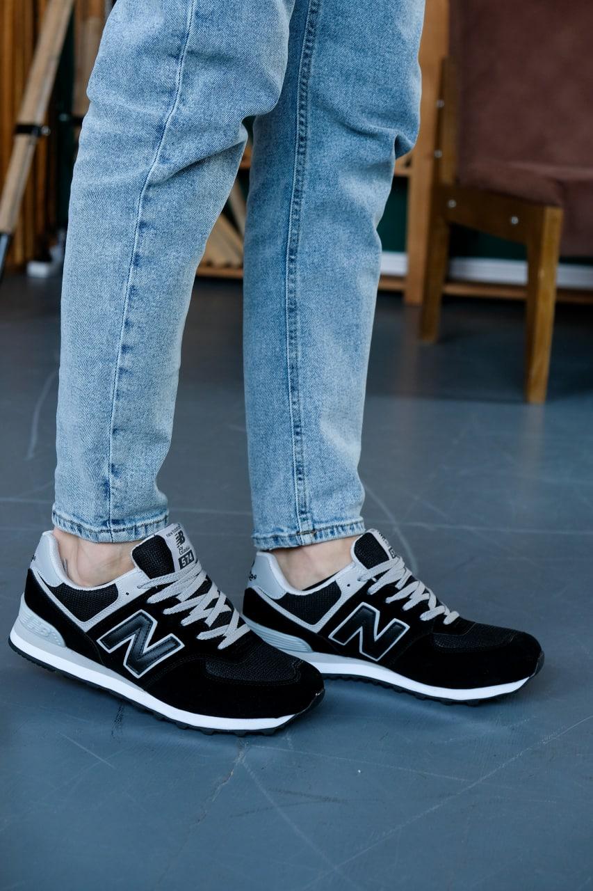 New Balance 574 Black Grey White 2 (Носок - Сетка)